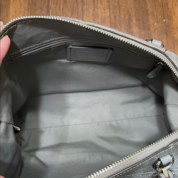 Coach Gray Leather and Suede Satchel - Picture 6 of 10